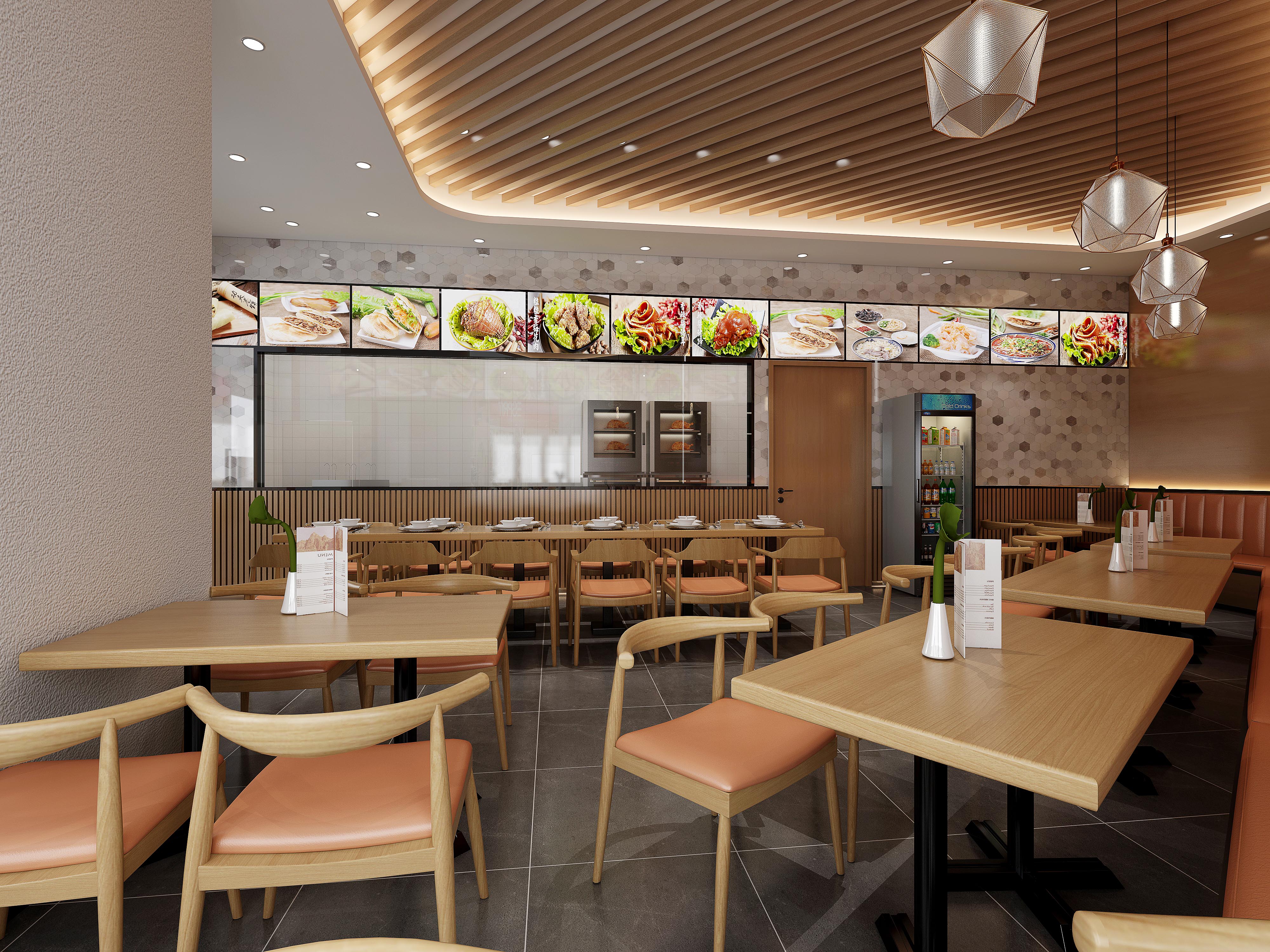 快餐店餐饮店铺装修方案设计效果图设计
